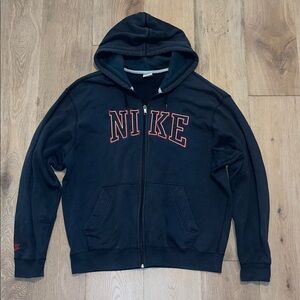 Nike vintage Y2K  Black Hoodie with Red Accents zip up jacket